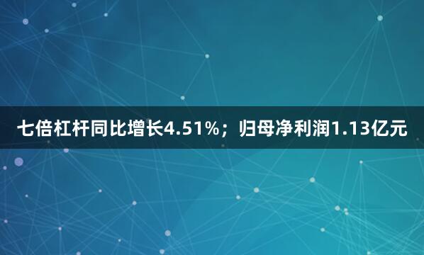 七倍杠杆同比增长4.51%；归母净利润1.13亿元